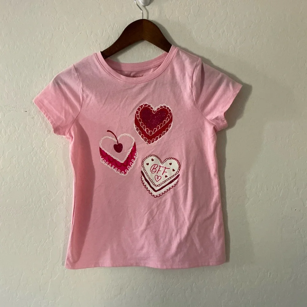 Cat & Jack Pink‎ BFF Heart Valentine’s Day Tee Size Large 10/12